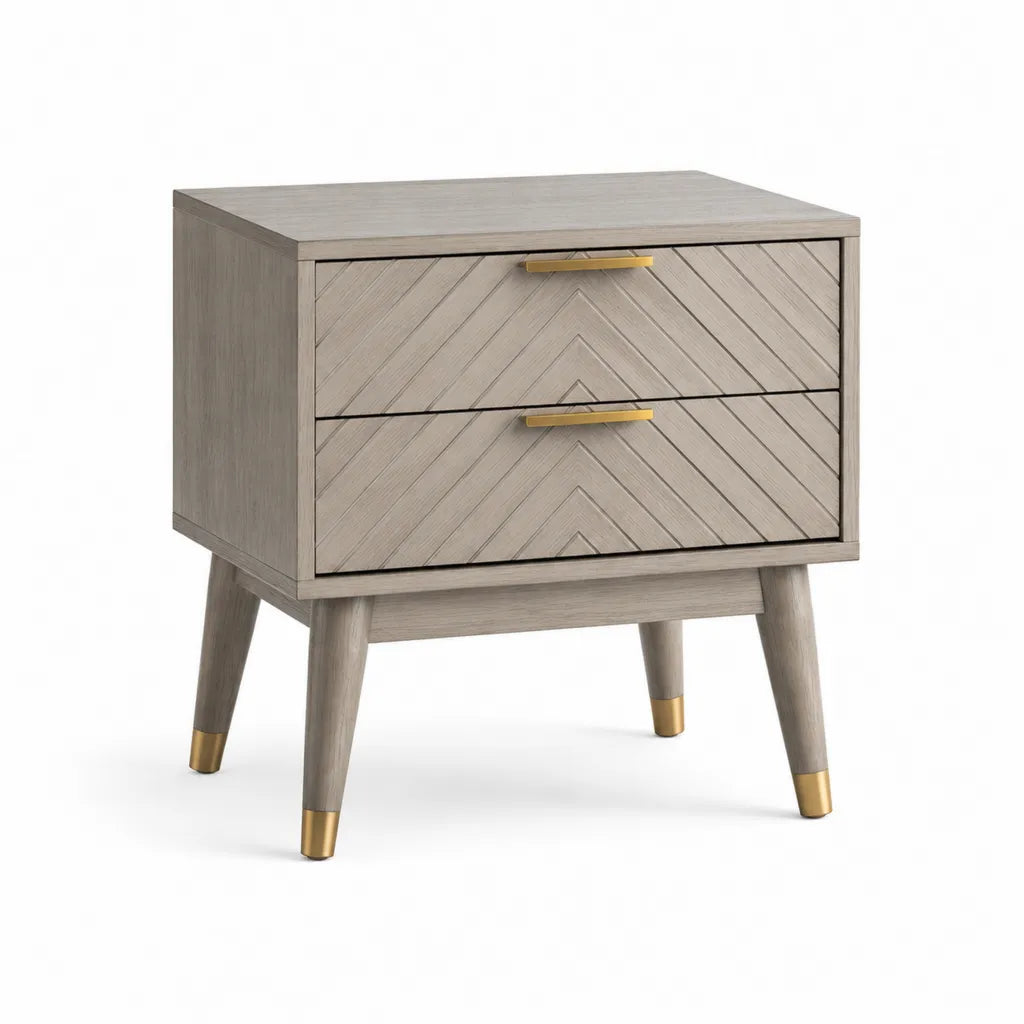 Comodino con 2 cassetti in MDF effetto rovere grigio rettangolare 60 x 40 x 60 cm