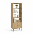 Libreria rettangolare con 4 ripiani e armadietto in pannello truciolare rovere naturale 60 x 30 x 180 cm