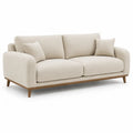 Divano 3 posti imbottito in poliestere beige con struttura in legno massello 220 x 92 x 85 cm