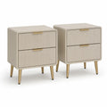 Set di 2 comodini 45 x 40 x 60 cm in MDF rettangolari beige con 2 cassetti e gambe dorate