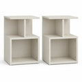 Set di 2 comodini con ripiani aperti in pannello truciolare bianco rettangolari 40 x 30 x 60 cm