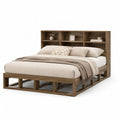 Letto matrimoniale con libreria integrata per materasso 160 x 200 cm in MDF effetto noce marrone