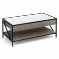 Tavolino da caffe rettangolare 100 x 50 x 45 cm in MDF effetto marmo bianco con struttura in acciaio nero e ripiano grigio