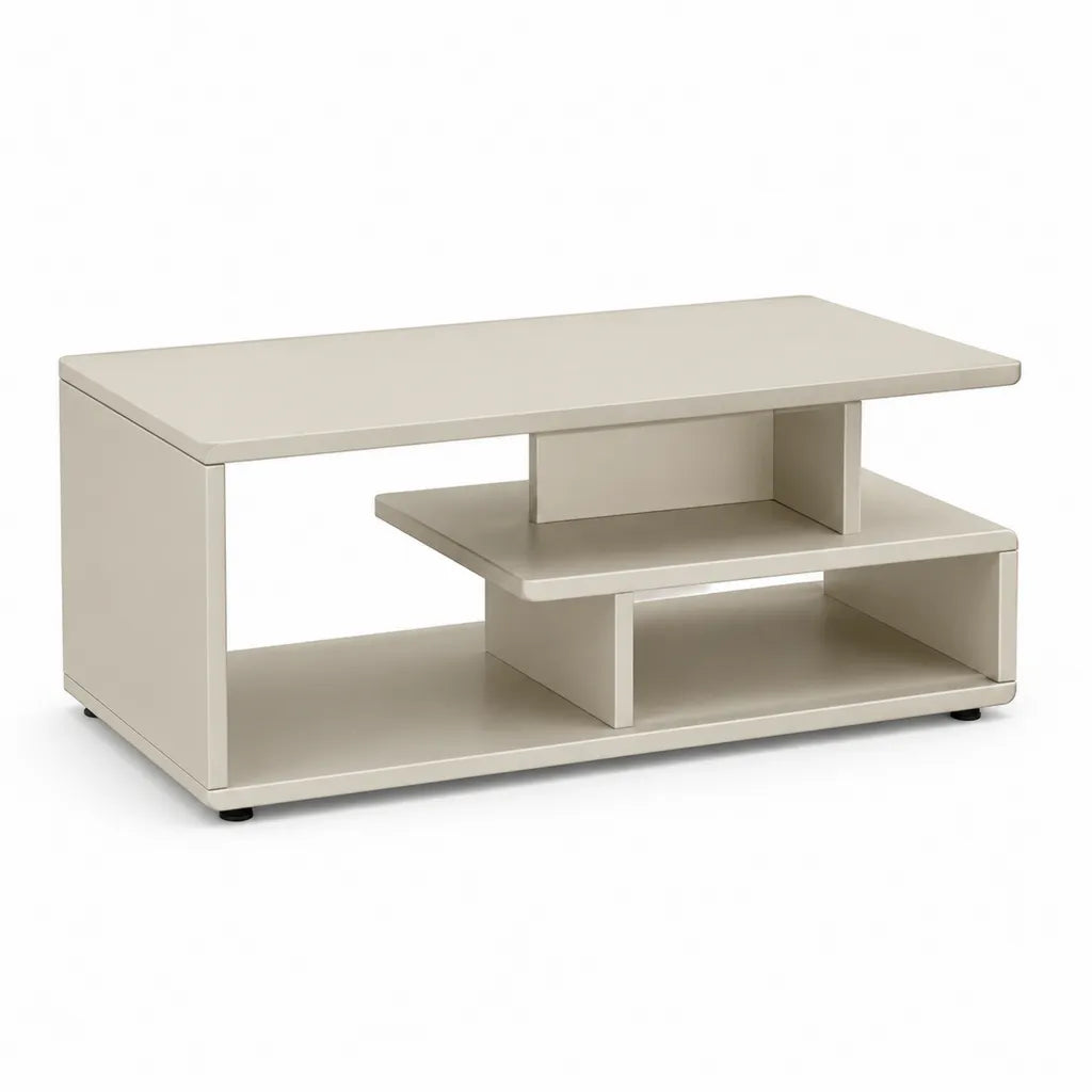 Tavolino da caffe rettangolare in MDF laccato beige 100 x 60 x 45 cm