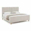Letto matrimoniale imbottito 160 x 200 cm in poliestere rettangolare beige