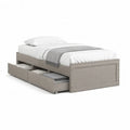 Letto singolo con 2 cassetti estraibili in truciolare melaminico grigio rovere 90 x 190 cm