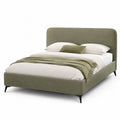 Letto matrimoniale imbottito 160 x 200 cm in poliestere verde oliva con testiera rettangolare