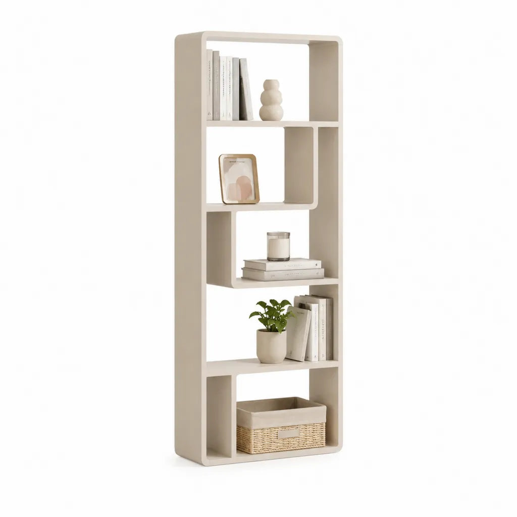 Libreria a 5 ripiani in MDF avorio 60 x 30 x 180 cm