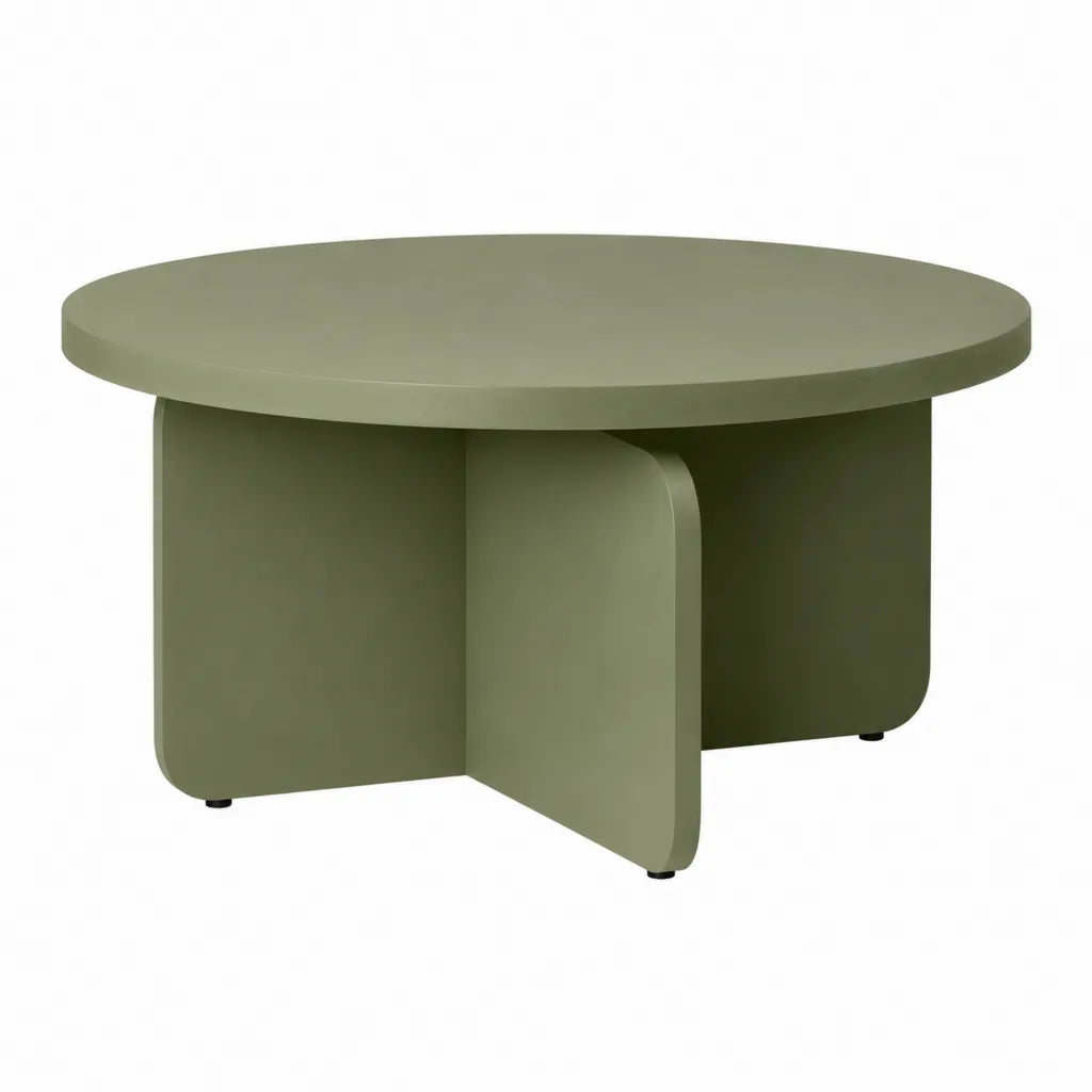 Tavolino da caffe rotondo in MDF laccato verde oliva O80 x 45 cm