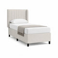 Letto singolo imbottito 90 x 200 cm in poliestere beige con testiera rettangolare