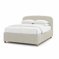 Letto matrimoniale imbottito 160 x 200 cm in poliestere a coste beige con testiera arrotondata