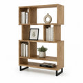 Libreria a giorno autoportante rettangolare in pannelli truciolari effetto rovere con piedi in acciaio nero 80 x 30 x 150 cm
