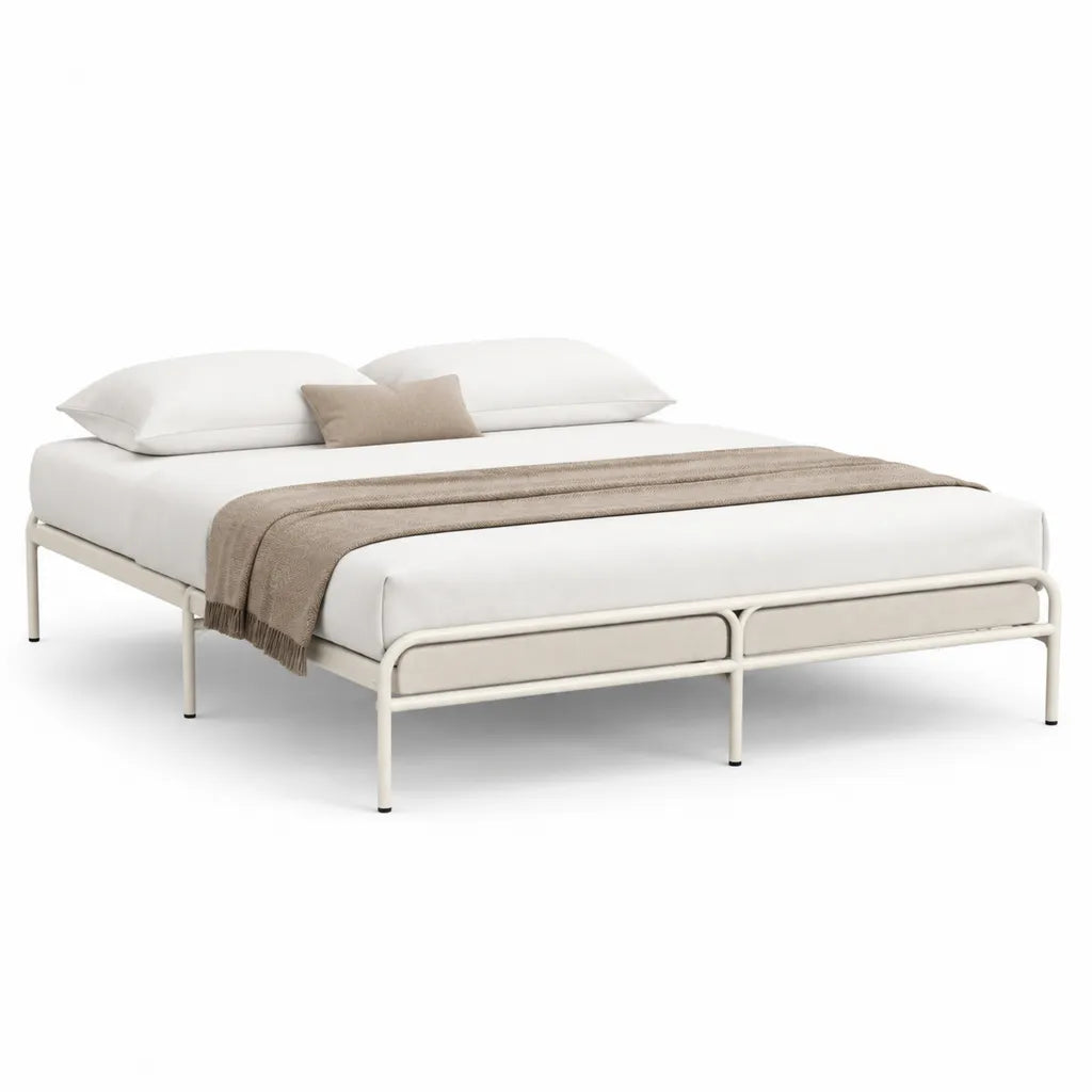 Letto matrimoniale struttura letto 160 x 200 cm in acciaio verniciato bianco rettangolare