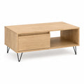 Tavolino da caffe con cassetto e vano aperto 100 x 60 x 45 cm in MDF impiallacciato rovere naturale