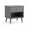 Comodino con cassetto e vano aperto in MDF grigio 45 x 35 x 60 cm
