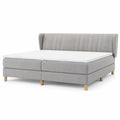 Letto boxspring matrimoniale con testiera imbottita 160 x 200 cm in poliestere grigio chiaro rettangolare
