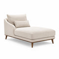 Meridienne imbottita con bracciolo sinistro in poliestere beige e gambe in legno massello 160 x 90 x 82 cm