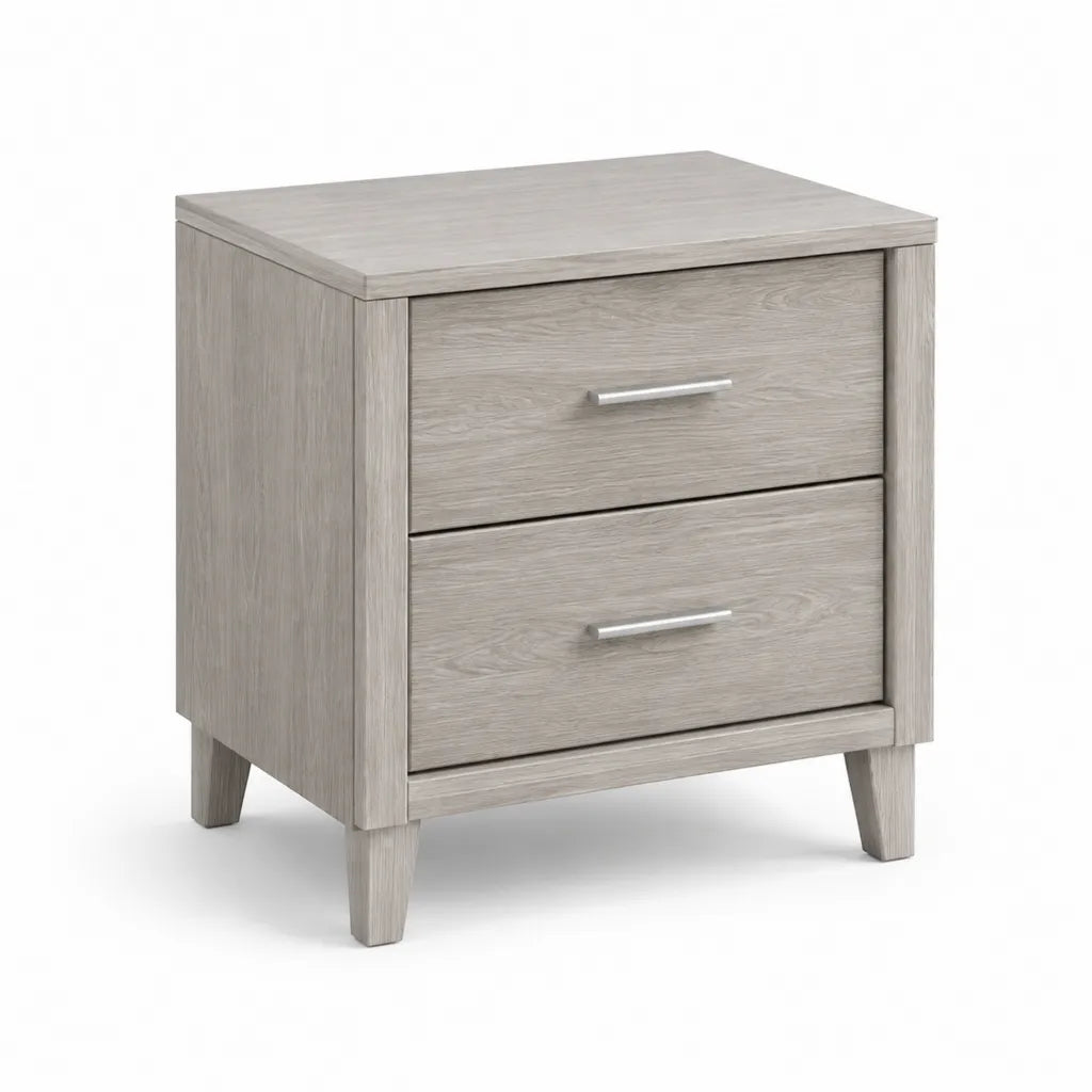 Comodino a 2 cassetti in MDF effetto rovere grigio rettangolare 50 x 40 x 55 cm