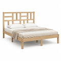 Letto matrimoniale con testiera a griglia in legno massello di pino rettangolare naturale 160 x 200 cm