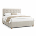 Letto matrimoniale imbottito 160 x 200 cm in poliestere beige con testiera capitonne