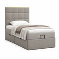 Letto singolo contenitore imbottito con 3 cassetti in poliestere grigio rettangolare 90 x 190 cm