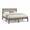 Letto matrimoniale 160 x 200 cm in legno massello di pino grigio con testiera a doghe