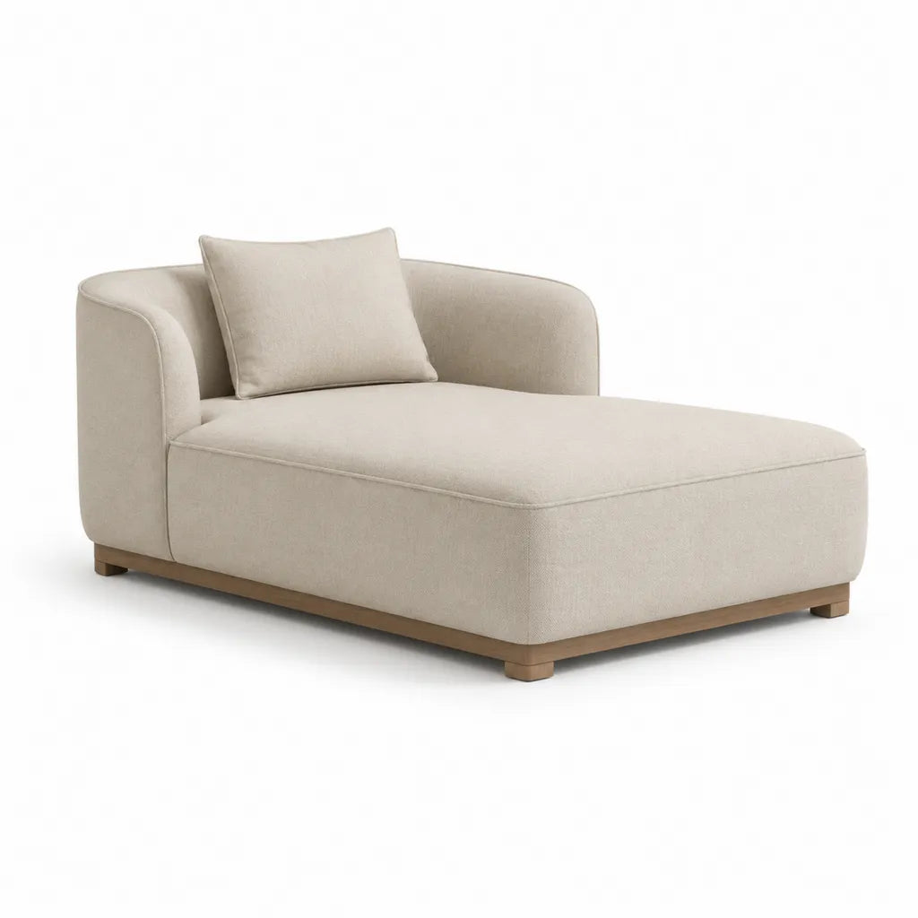 Meridienne imbottita con bracciolo in poliestere beige 160 x 95 x 78 cm