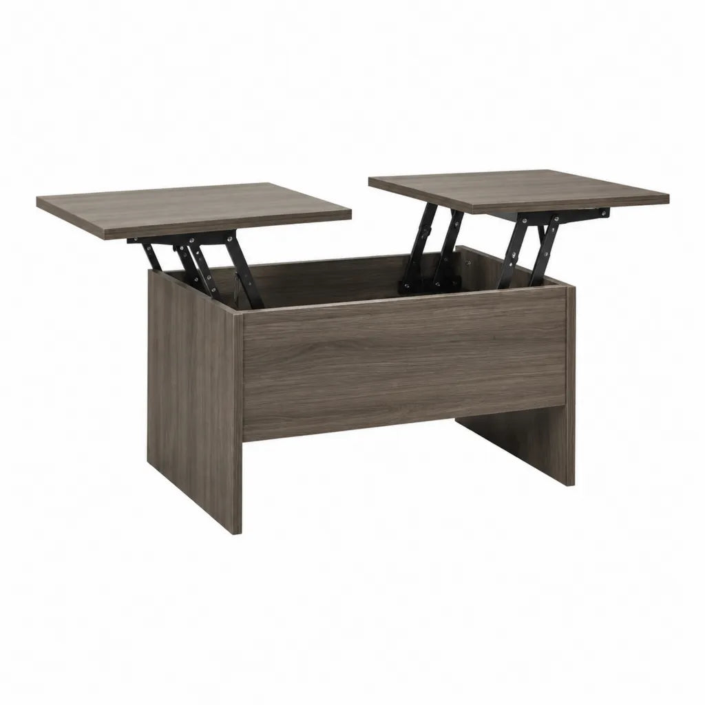 Tavolino da caffe elevabile rettangolare con vano contenitore in pannello truciolare grigio rovere 100 x 50 x 43-62 cm