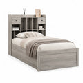 Letto singolo con testiera libreria in truciolare rivestito melaminico rovere grigio 90 x 190 cm
