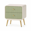 Comodino a 2 cassetti in MDF rettangolare bianco e verde salvia 45 x 35 x 60 cm