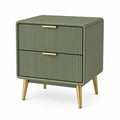 Comodino 2 cassetti in MDF rettangolare verde oliva 45 x 40 x 55 cm