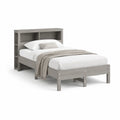 Struttura letto matrimoniale 140 x 190 cm in truciolare grigio con testiera libreria rettangolare