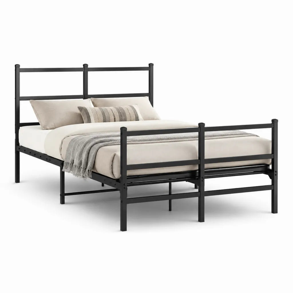 Letto matrimoniale con struttura in acciaio rettangolare nero 160 x 200 cm
