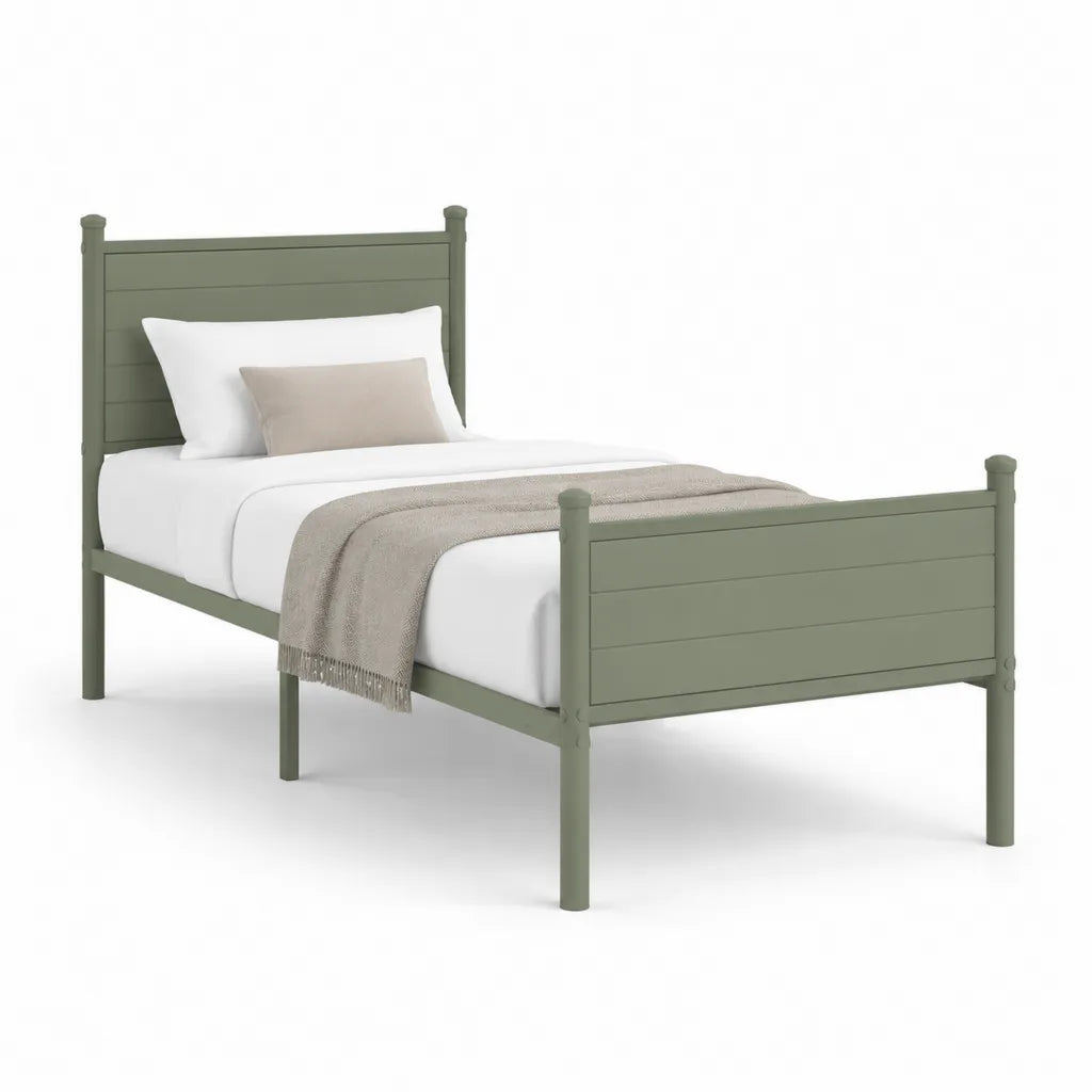 Struttura letto singolo 90 x 190 cm in legno massello di pino rettangolare verde salvia